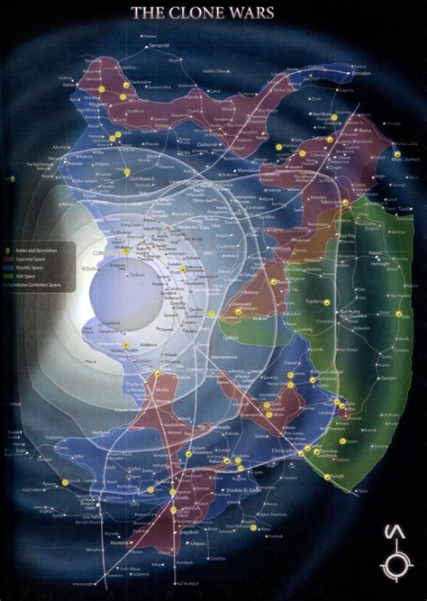 Can I have map of Star Wars galaxy showing territory of Separatists and commercial routes ...