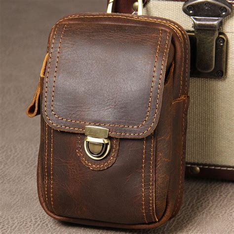 Leather Belt Pouch Mens Small Cases Waist Bag Hip Pack Belt Bag for Me