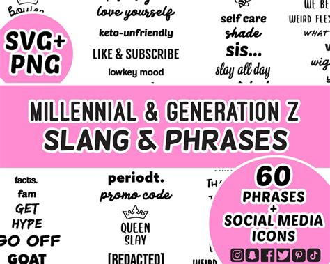 Millennial/generation Z Slang & Phrases - Etsy