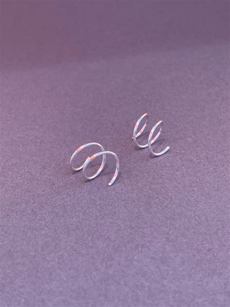 DOUBLE /// Spiral Earrings Triple Piercing Earrings Rose | Etsy