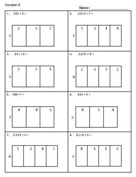 Division Box Method Practice Worksheets by Teaching4Sunshine | TPT