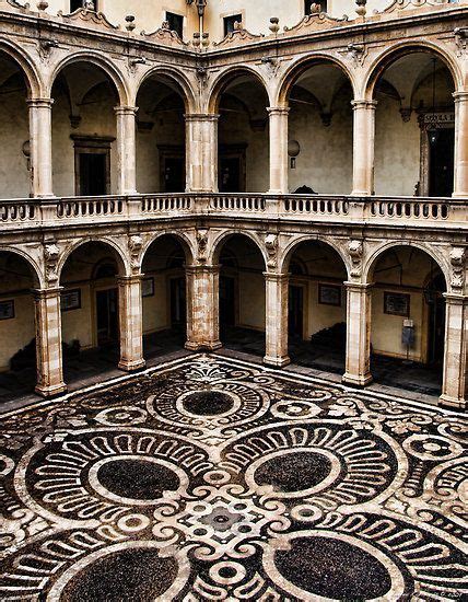 The internal courtyard of the old building of Catania University, Catania, Sicily | Italy ...