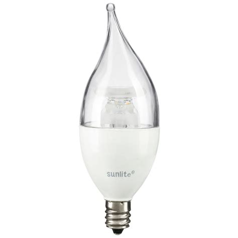 Sunlite LED Flame Tip Chandelier 7W (60W Equivalent) Light Bulbs, Cand ...