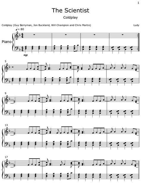 The Scientist - Sheet music for Piano