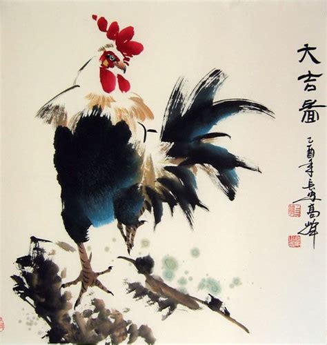 Lucky Rooster - Chinese bird painting | Rooster painting, Birds ...