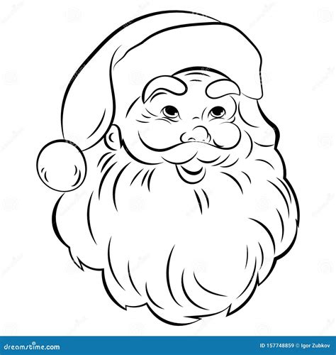 Santa Claus Face. Portrait of Santa. Black White Christmas Pattern ...