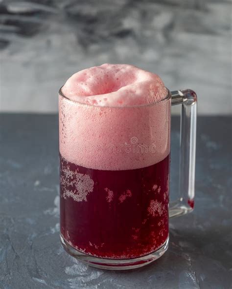 Cherry Beer in a Large Glass Mug Close Up Stock Photo - Image of large, drink: 194275070