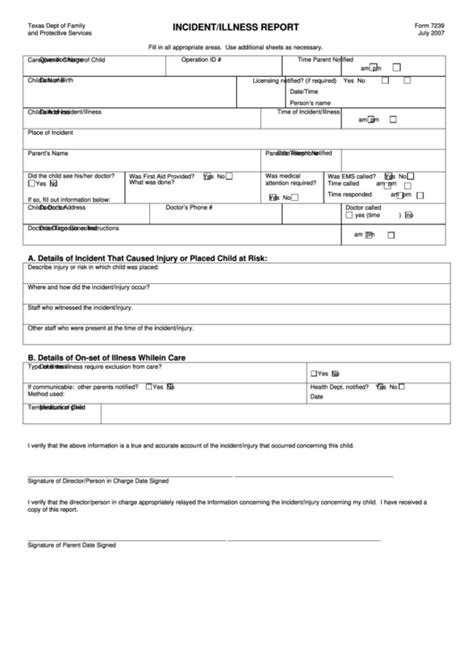 Form 7239 Incident Illness Report Printable Pdf Download - ReportForm.net