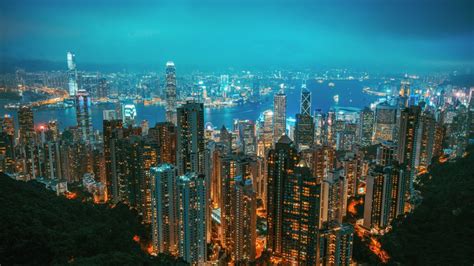 Hong Kong Wallpaper 4K, Victoria Peak, Cityscape, Night
