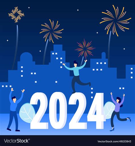 Graphic cartoon character of happy new year 2024 Vector Image