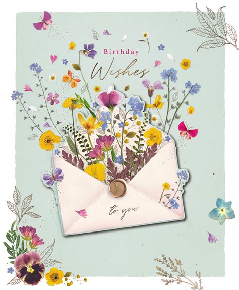 Birthday Wishes Wildflower Cake Embellished Birthday Greeting Card | Cards