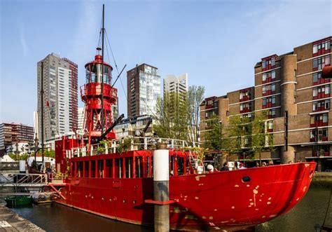 Rotterdam, Netherlands, Seafront Port Buildings and Cargo Ship ...