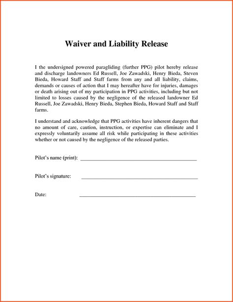 Letter Of Release Of Liability Template Examples - Letter Template ...