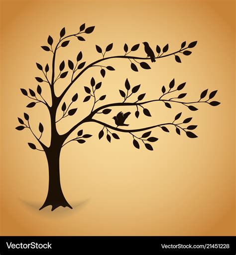 Silhouette tree with leaves Royalty Free Vector Image