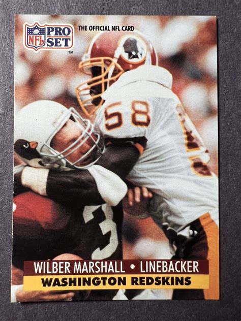 1991 NFL Pro Set Wilber Marshall Washington Redskins Card #681 | eBay