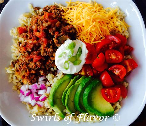 Brown Rice Taco Bowl - Swirls of Flavor