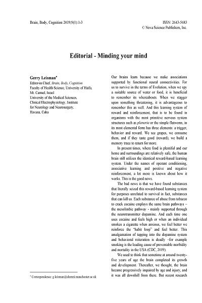 Editorial – Minding your mind – Nova Science Publishers