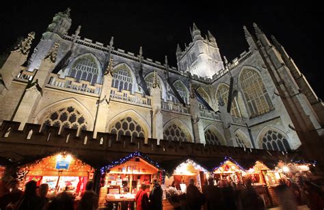 Christmas market lights up Bath, England