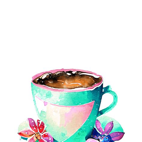 Cute Shabby Chic Coffee Cup with Hyper Detailed Flowers Watercolor · Creative Fabrica