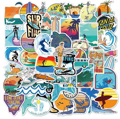 1/25/50 Pc Vinyl Surf Stickers Die Cut Decal Set - Etsy