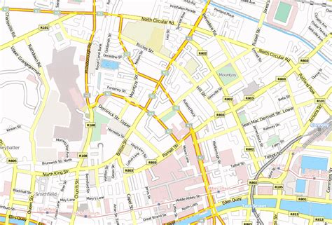 Parnell Square-Stadtplan mit Luftbild und Hotels von Dublin