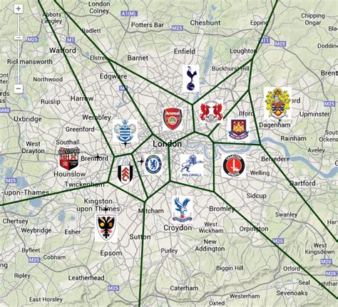 Premier League football map. Shows the closest PL team to you. : r/soccer