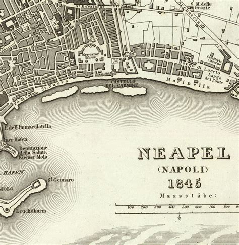 Old Map of Napoli Naples 1845 Vintage Map Wall Map Print - VINTAGE MAPS ...