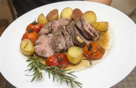 Roast Lamb with Rosemary, Red Wine Jus & Roasted Vegetables