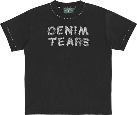 Denim Tears Black Crystal Trim Logo T-Shirt | INC STYLE