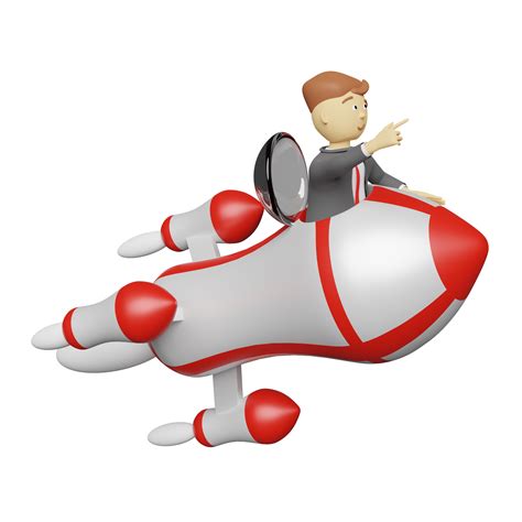 Free 3d Businessman in space ship or rocket isolated. start up template or business concept, 3d ...