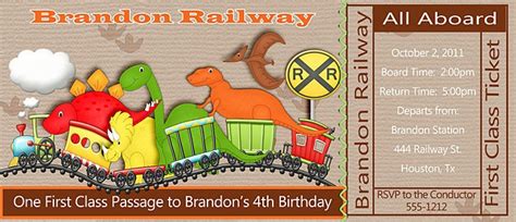 Dinosaur Train Ticket Birthday Invitation QTY by debspartydesigns