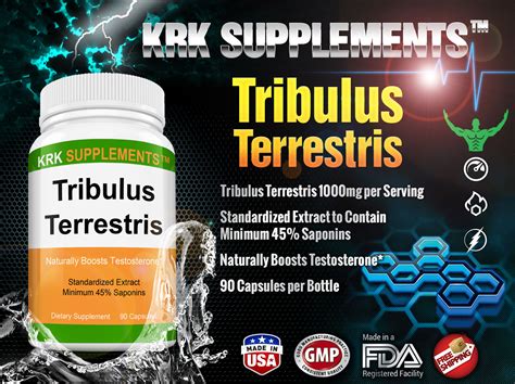 Tribulus Terrestris 1000mg per serving 90 Capsules KRK Supplements ...