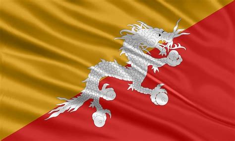 Premium Vector | Bhutan flag design. waving bhutan flag made of satin or silk fabric. vector ...