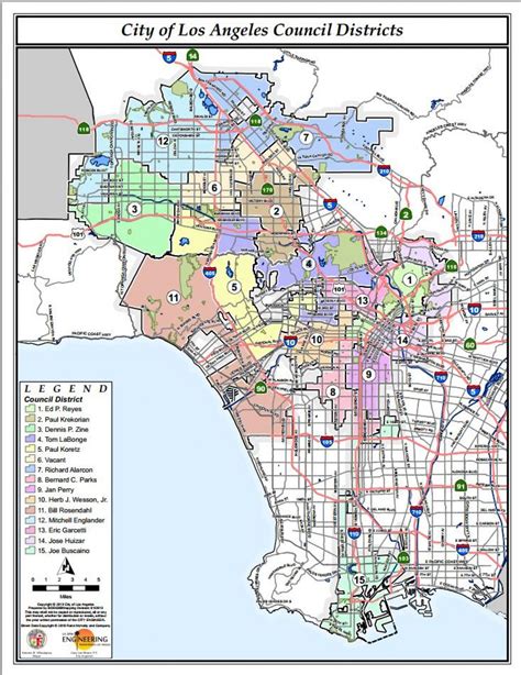 LA city council district map - LA city district map (California - USA)