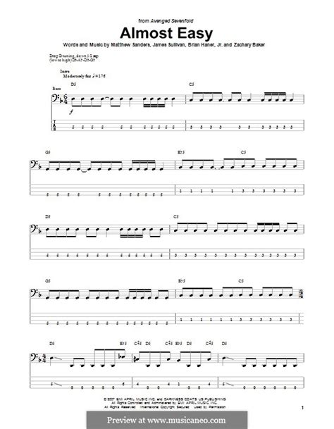 Almost Easy (Avenged Sevenfold) by B. Haner Jr., J. Sullivan, M ...