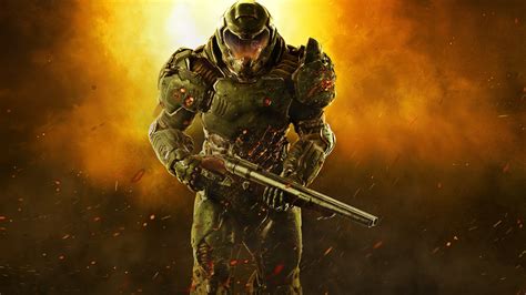 Doomguy in Action: 4K Ultra HD Wallpaper