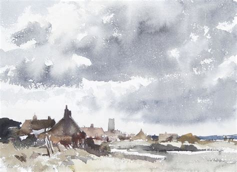 A Norfolk Village | Landscape art painting, Watercolor landscape ...