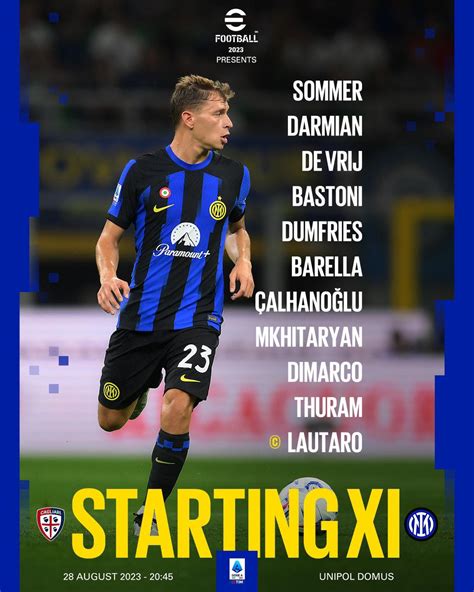 Official Lineup vs Cagliari. : r/FCInterMilan