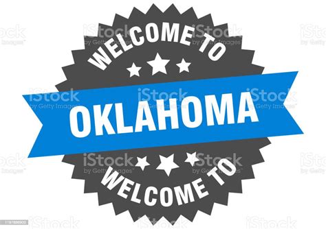 Oklahoma Sign Welcome To Oklahoma Blue Sticker Stock Illustration ...