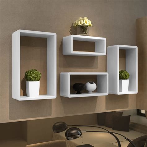 4 Retro Wall Cubes Floating Shelves Stand Storage Display Uni Bookcase ...