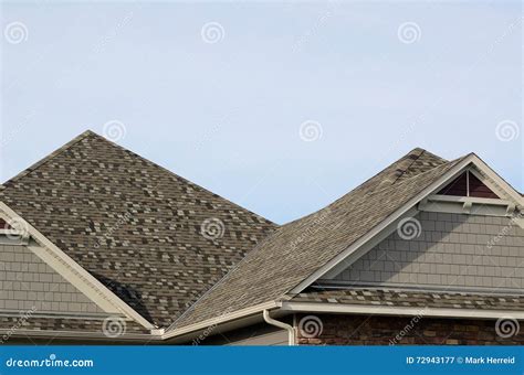 Asphalt Shingles on a Hip Roof Stock Image - Image of mutlicolour, gable: 72943177