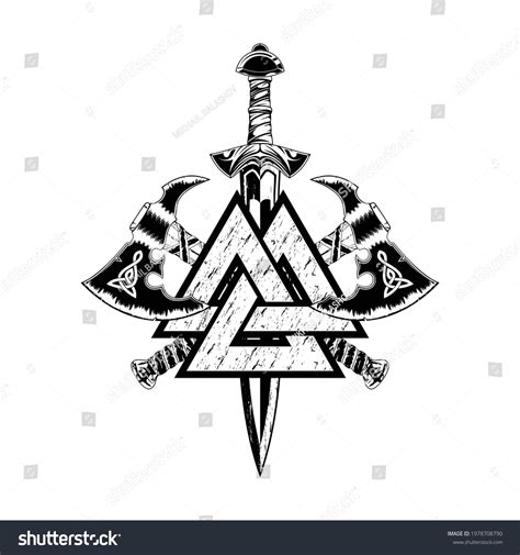 Vector Drawing Sacred Viking Symbols Sword Stock Vector (Royalty Free) 1978708790 | Shutterstock