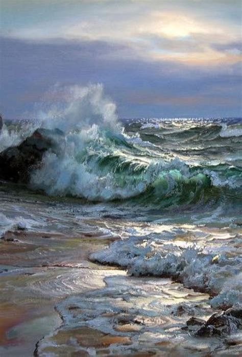 Waves Crashing On Rocks | Seascape paintings, Landscape paintings ...