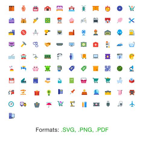 100 Free Flat Color Icons - GraphicsFuel