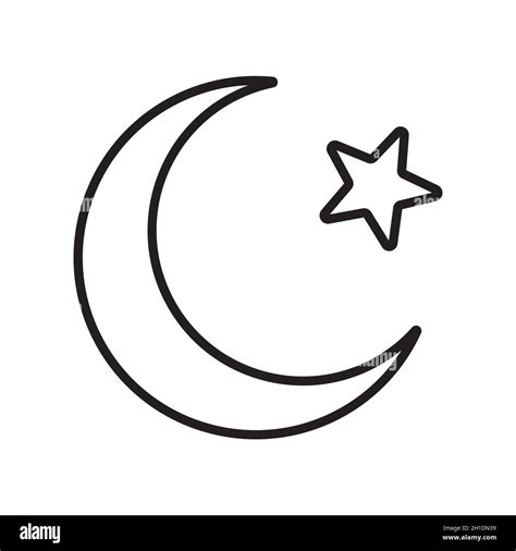 Crescent moon with star icon. Religious symbol of Islam. Vector ...