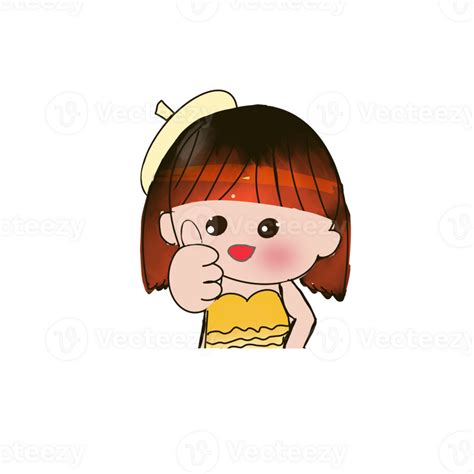 Thumb up cute girl doodle art. 23503855 PNG