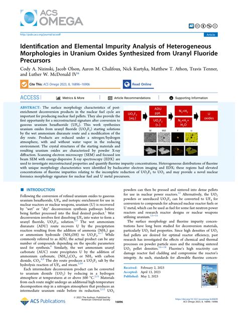 (PDF) Identification and Elemental Impurity Analysis of Heterogeneous Morphologies in Uranium ...