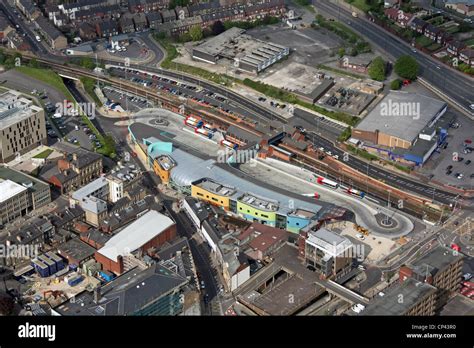 Aerial view of Barnsley Interchange, the railway and bus station Stock Photo - Alamy