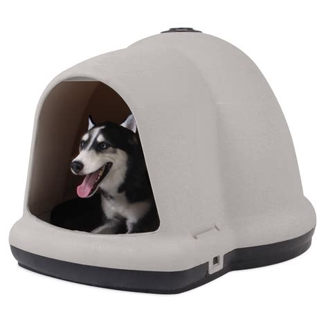 Petmate Igloo Dog House, Off White/Black, Medium, 47"L x 39"W x 29.75"H ...