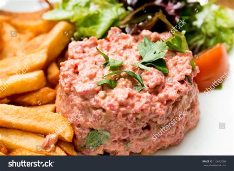 Tasty Tartare(Raw Beef) - Classic Steak Tartare On White Plate Stock ...